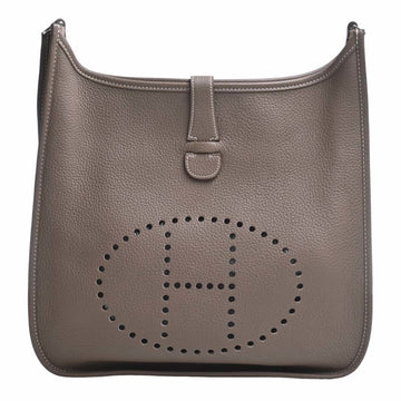 HERMES Taurillon Clemence Evelyn? GM Shoulder Bag Greige Women's