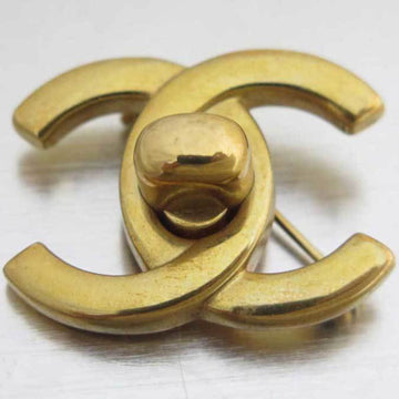 CHANEL Brooch Coco Mark Turn Lock Gold Ladies