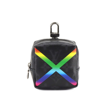 LOUIS VUITTON Shiny Monogram Eclipse Rainbow Bijoux Sac Square Pouch Black MP2467 Silver Hardware