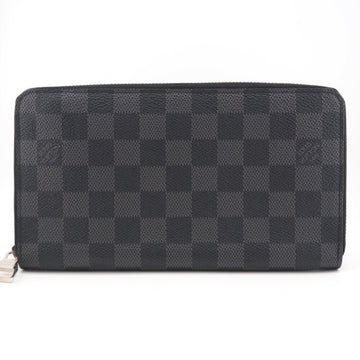 LOUIS VUITTON N60632 Zippy Organizer Round Zipper Damier Graphite Long Wallet Black Men's