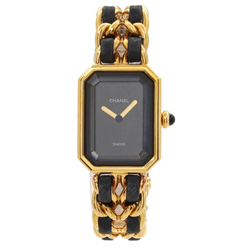 CHANEL Premiere S size H0001 Vintage ladies watch black dial gold quartz