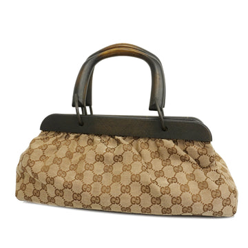 GUCCIAuth  GG Canvas 112683 Women's Wood Handbag Beige