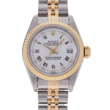 ROLEX Datejust 10P Diamond 69173G Women's YG SS Watch Automatic Winding White Dial