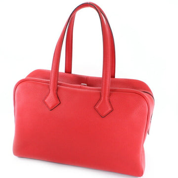 HERMES Bag Victoria 35 Red Rouge Coup Taurillon Clemence Handbag Shoulder Boston  Leather Men's Women's Tote Convenient