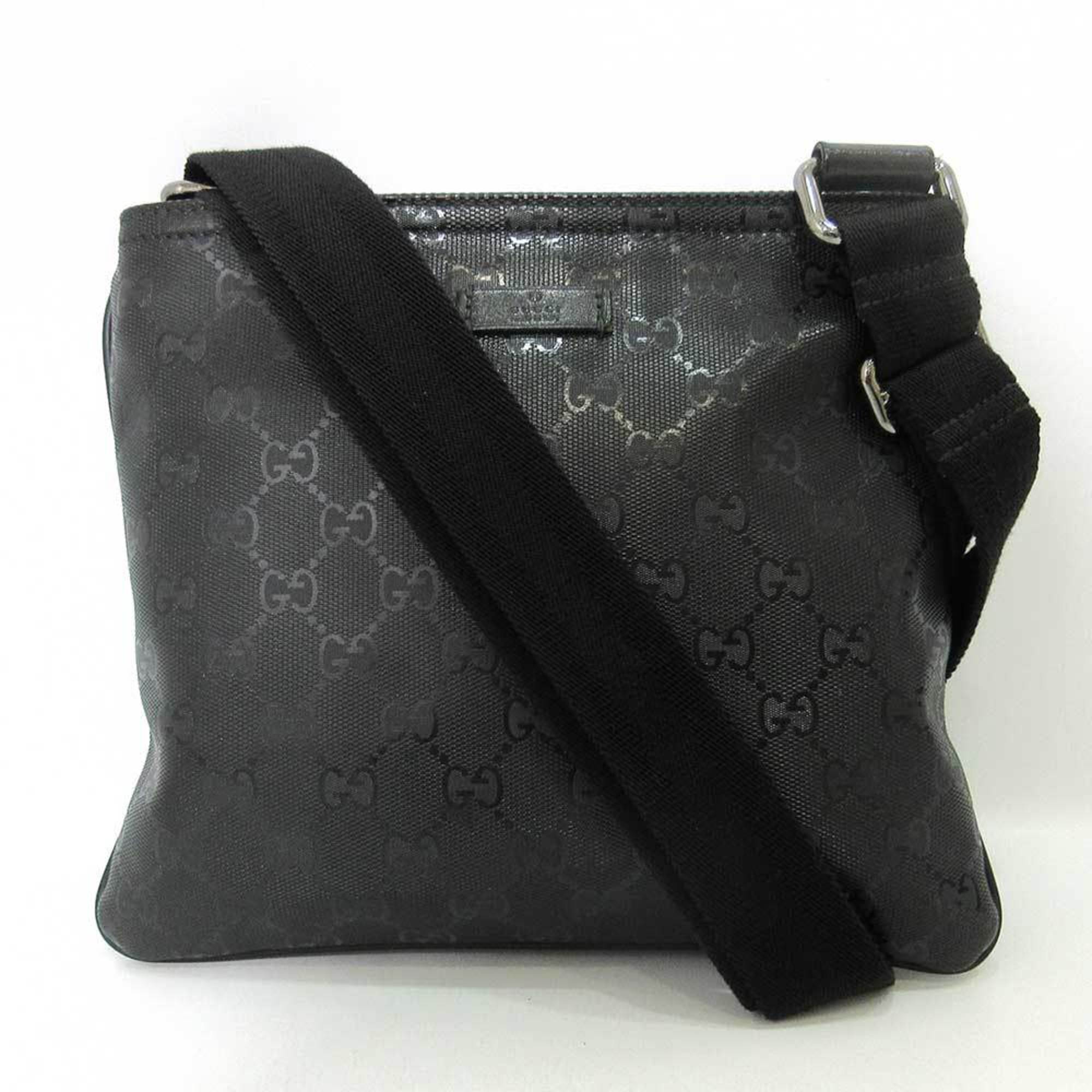 GUCCI Bag Shoulder Black Pochette Diagonal Square Women s GG Imprime 2