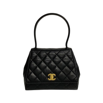 CHANEL Matelasse Cocomark Turnlock Lambskin Handbag Black p0011