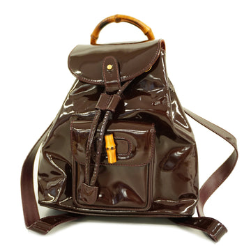 GUCCIAuth  Bamboo Rucksack 003 2058 0030 Women's Patent Leather Brown