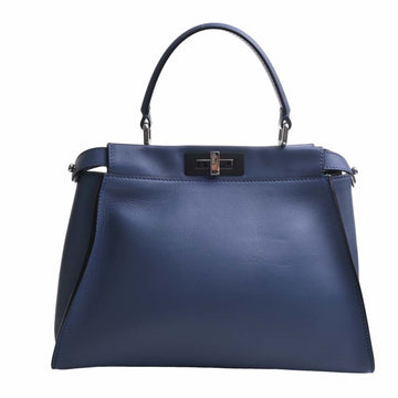 FENDI Leather Peekaboo Regular 2WAY Handbag 8BN290 Blue Ladies