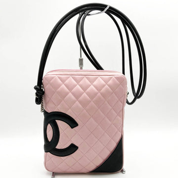 CHANEL Shoulder Bag Cambon Line Crossbody CC Coco Mark Pink Leather Ladies Fashion