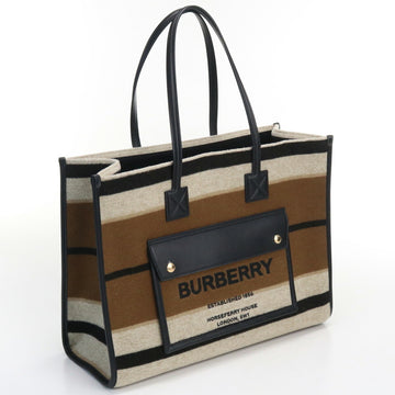 BURBERRY medium stripe felt tote 8049066 A7404 bag wool unisex