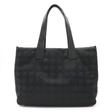 Chanel New Line Tote MM Bag Shoulder Nylon Jacquard Leather Black A15991