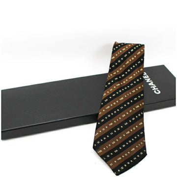 CHANEL silk tie here mark striped pattern men's