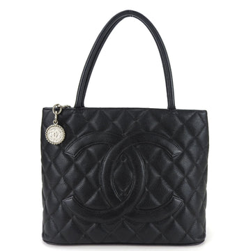 CHANEL Caviar skin Coco Tote Bag Leather Black