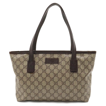 GUCCI GG Supreme Plus Tote Bag Shoulder Khaki Beige Dark Brown 181086