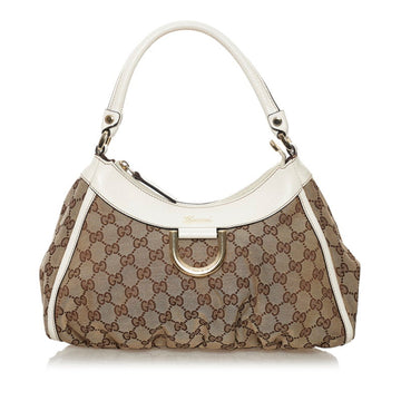 Gucci GG Canvas Abbey One Shoulder Bag 190525 White Brown Leather Ladies GUCCI