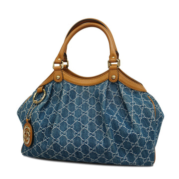 GUCCIAuth  Sukey GG Denim 211944 Women's Denim Handbag Blue