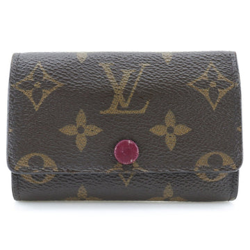 LOUIS VUITTON Multicles6 Key Case M60701 Monogram Canvas Fuchsia Made in France Brown CT1139 Snap Button Women's