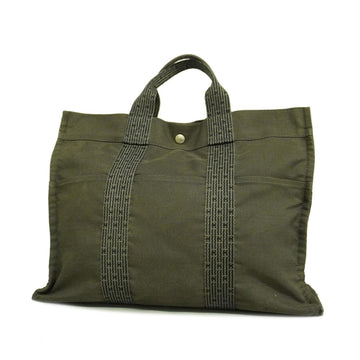 HERMES Tote Bag Yale Line MM Canvas Gray Silver Hardware Men Women Unisex