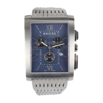 GUCCI G Metro watch YA086318 stainless steel silver navy dial chronograph quartz