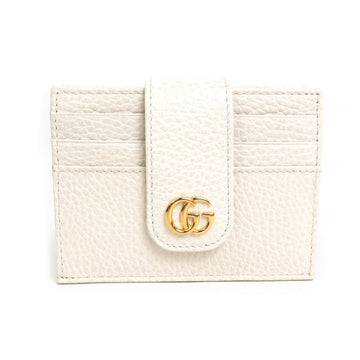 GUCCI Coin Case Card GG Marmont Leather White Unisex 523196