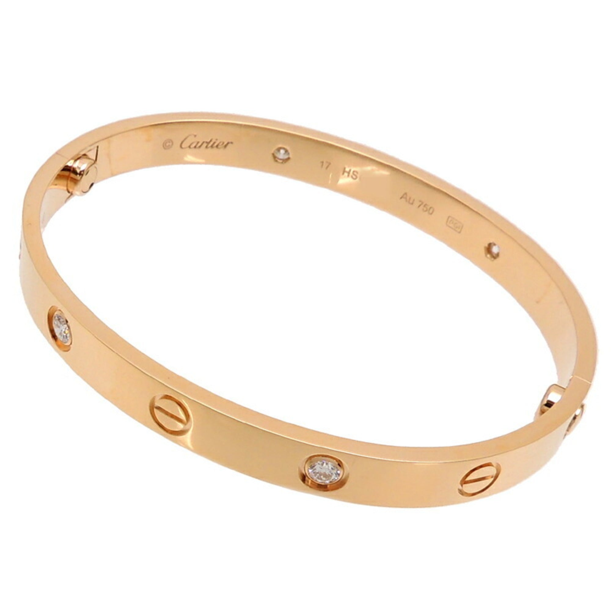 CARTIER Half Diamond Love Women s Bracelet B6069917 750 Pink Gold