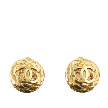 CHANEL Cocomark Camellia Earrings Gold Plated Ladies