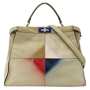 FENDI Bag Ladies Handbag Shoulder 2way Suede Enamel Peekaboo Large Beige 8BN210