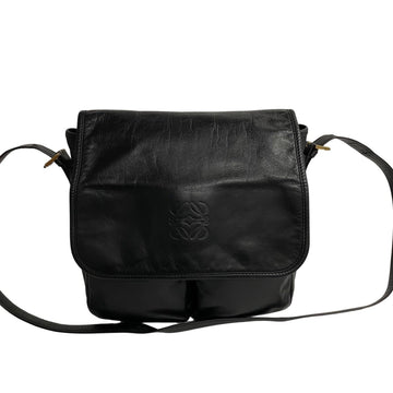LOEWE Anagram Leather Shoulder Bag Crossbody Sacoche Black 39057