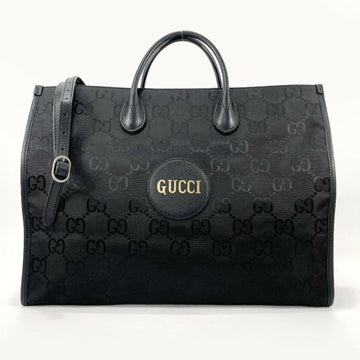 GUCCI Off the Grit Tote Bag Nylon Leather GG  630353 Men's Black