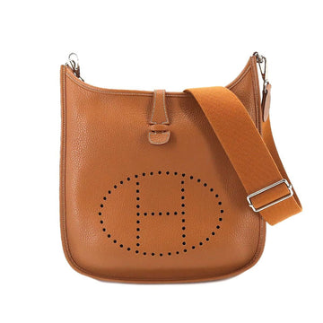 HERMES Evelyn 3 PM Shoulder Bag Taurillon Clemence Gold T Stamp Brown Silver Hardware Everlyne