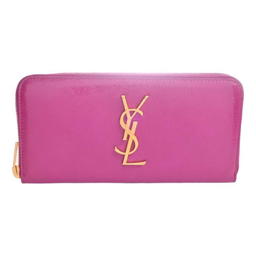 SAINT LAURENT Patent Round Long Wallet 370776 Pink Ladies