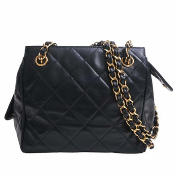 CHANEL Lambskin Matelasse Coco Mark Chain Shoulder Bag Black Ladies