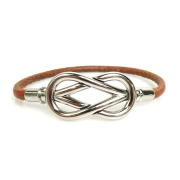 HERMES Bracelet Attachment Leather/Metal Brown/Silver Unisex
