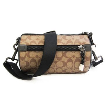 COACH Signature C2957 Women,Men Coated Canvas,Leather Shoulder Bag Beige,Black,Brown,Gray