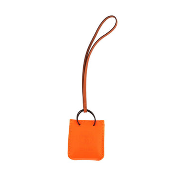 HERMES Sac Orange Shopper type bag charm Anumiro Fu orange D engraved