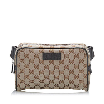 Gucci GG Canvas Waist Bag Body 449174 Beige Brown Leather Unisex GUCCI