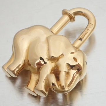 HERMES Cadena Charm Animal Motif Elephant Metal Gold Unisex