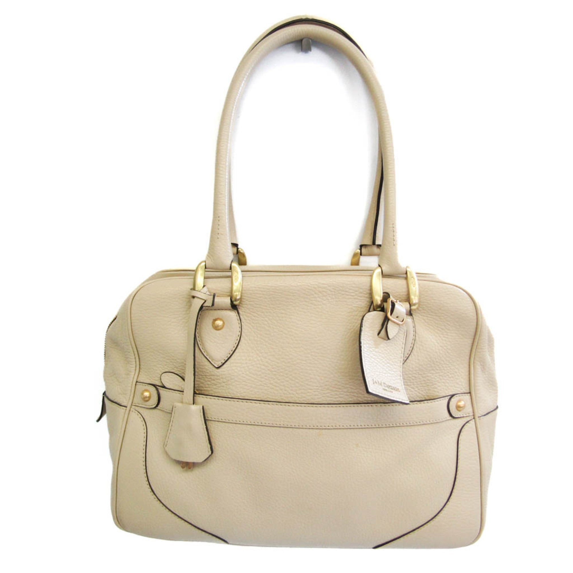 J&M DAVIDSON MIA Women's Leather Tote Bag Cream