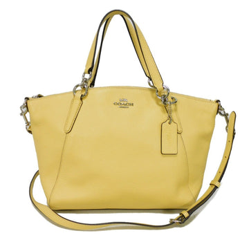 COACH Handbag Kelly Satchel Pastel Yellow 2WAY Shoulder Bag Logo Vanilla F31075 Women's