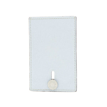 HERMES Diabolo Pass Case Chevre Blue Blume Silver Hardware Y Engraved