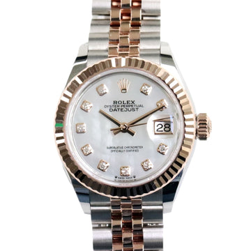 ROLEX Lady-Datejust 28 Ladies White Shell Diamond Rose Gold Jubilee Bracelet Watch Automatic 279171NG