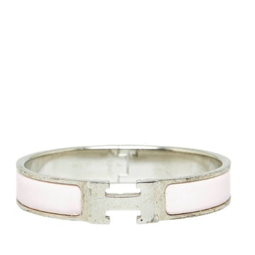 HERMES Click Crack H PM Bangle Bracelet Rosekanda Pink Metal Women's