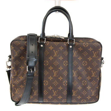 LOUIS VUITTON Monogram Macassar Porte Document Voyage PM PDV M52005 Men's Briefcase,Shoulder Bag Monogram Macassar