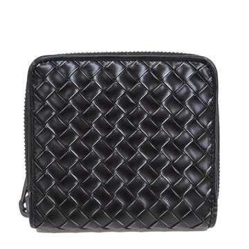 BOTTEGA VENETA Metal Blush Zip Around Black 510293 Bi-Fold Wallet Round Fold