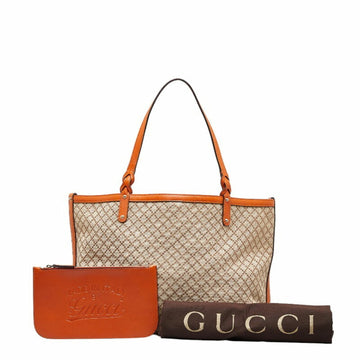 GUCCI Diamante Tote Bag Shoulder 247209 Beige Orange Canvas Leather Women's