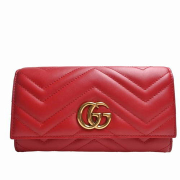 GUCCI GG Marmont Leather Continental Bifold Long Wallet 443436 Red