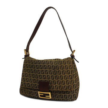 FENDIAuth  Zucchino Mamma Bucket Women's Canvas Handbag Beige,Brown