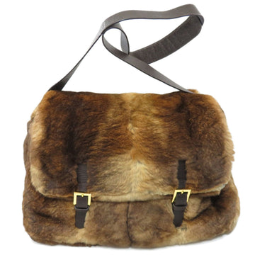 Fendi metal fittings motif shoulder bag fur ladies FENDI