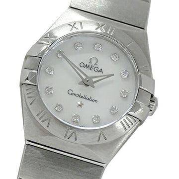Omega Constellation Blush 123.10.24.60.55.001 Watch Ladies 12P Diamond Shell Quartz Stainless SS Polished