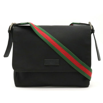 Gucci Sherry Line Shoulder Bag Techno Canvas Leather Black 337074